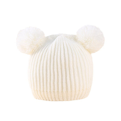 Wholesale Children's Hat Knitted Hat Set Cute Double Ball Wool Polyester Baby Hat 10pcs