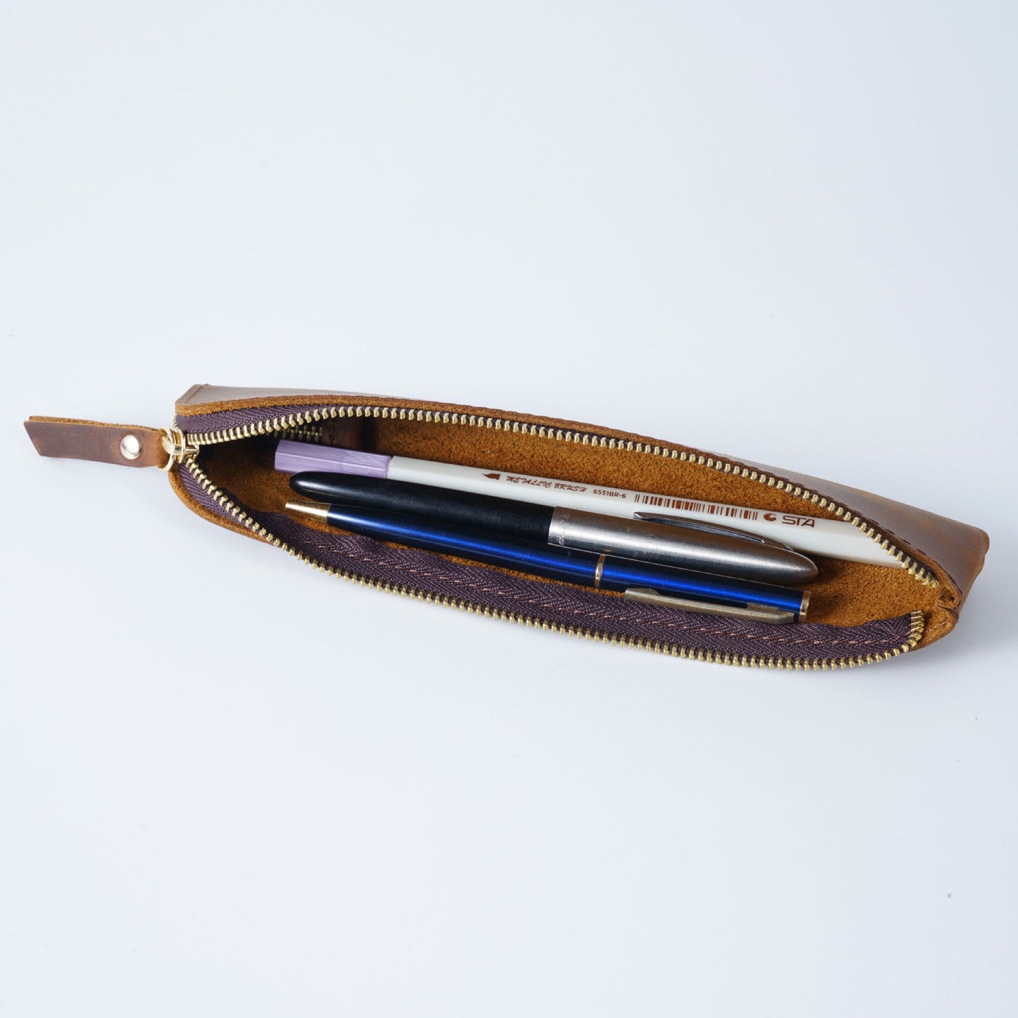Cowhide Simple Pencil Case