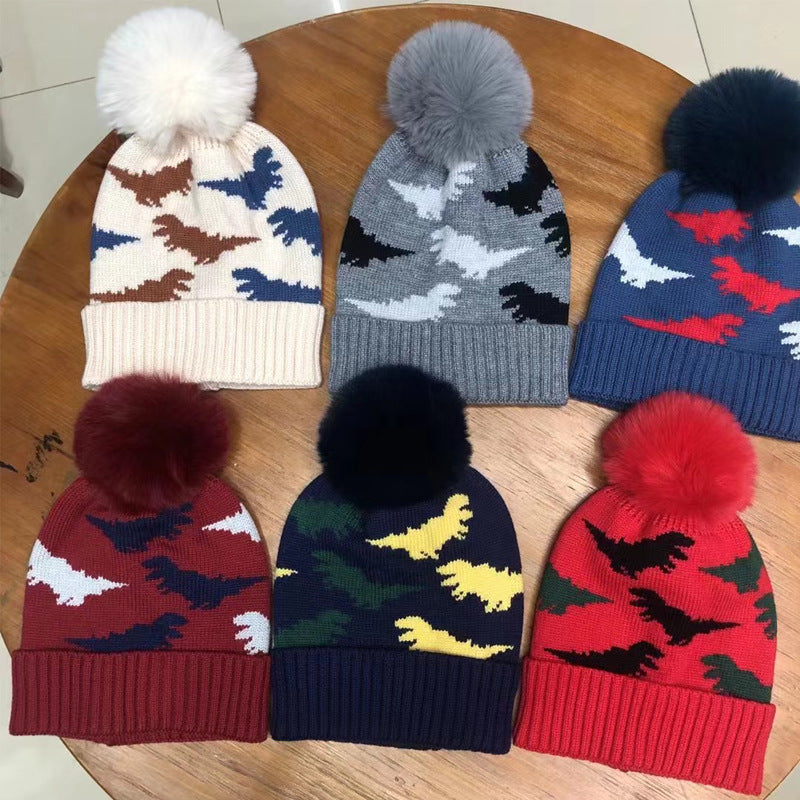 Wholesale Children's Autumn and Winter Cartoon Dinosaur Knitted Wool Hats