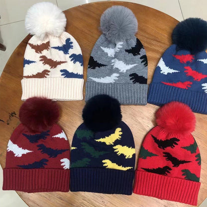 Wholesale Children's Autumn and Winter Cartoon Dinosaur Knitted Wool Hats