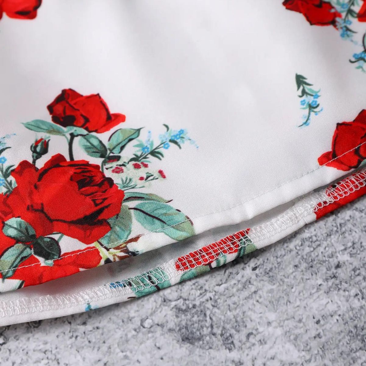Round Neck Rose Print Top Shorts Two-piece Baby Clothes