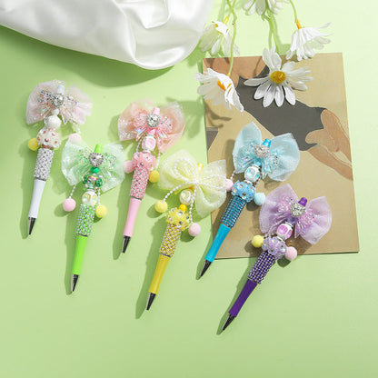Beaded Pens Colorful Handmade Beaded Twisting Rhinestone Bow