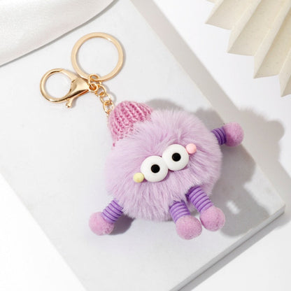 Cute Wool Hat Small Coal Ball Keychain
