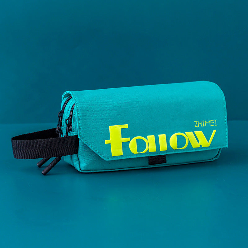 Simple Large Capacity Solid Color Canvas Pencil Case