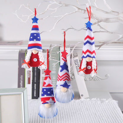 Independence Day Striped Five Star Faceless Doll Ornament