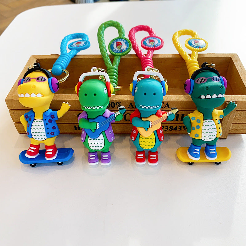 Cartoon DJ Little Dinosaur Doll PVC Keychain Cute Keychain