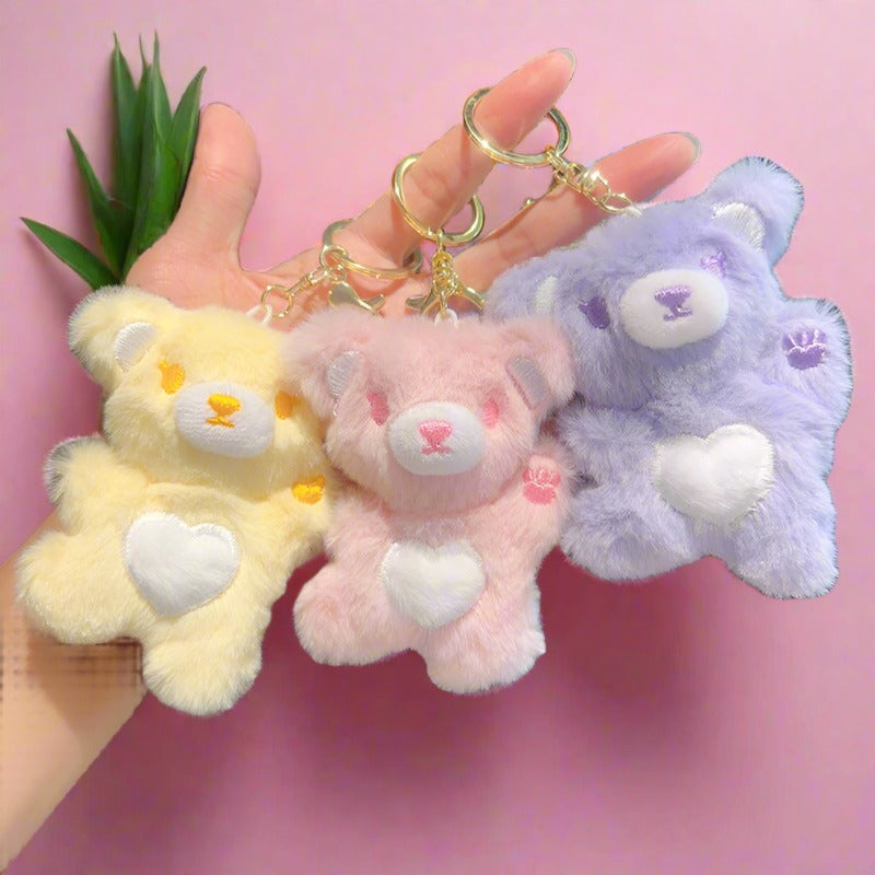 Cartoon Love Teddy Bear Plush Keychain