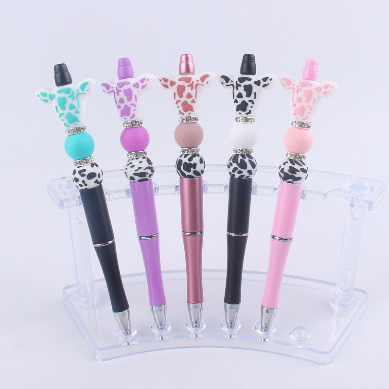 Cartoon Cow Head Cow Pattern Silicone Bead Pen