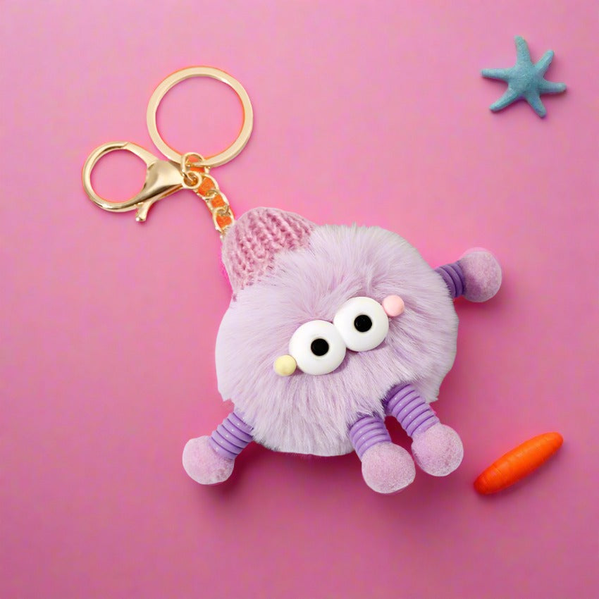 Cute Wool Hat Small Coal Ball Keychain