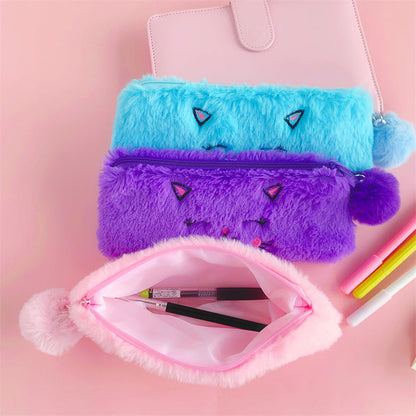 Cartoon Plush Kitten Pen Bags