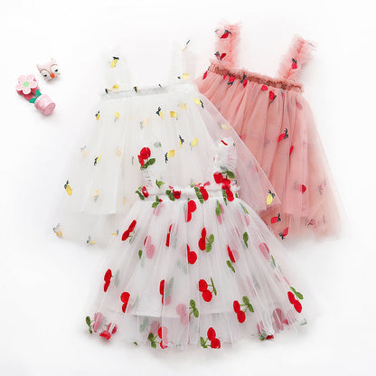 Girls Sling Princess Dress Summer Tutu Skirt