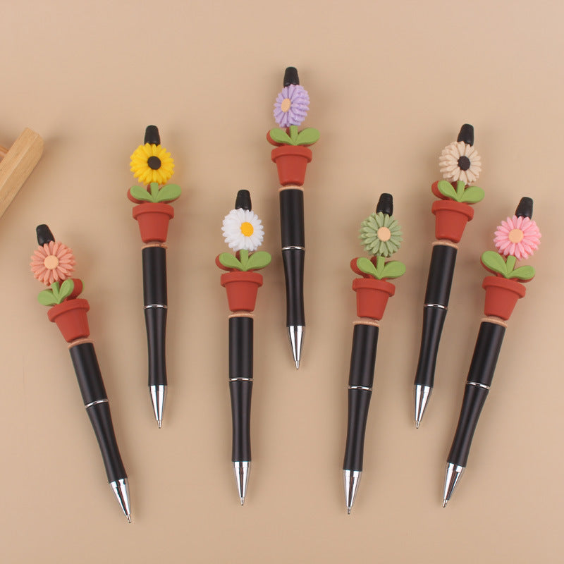 Silicone Beaded Sunflower Potted Wooden Beads Plastic