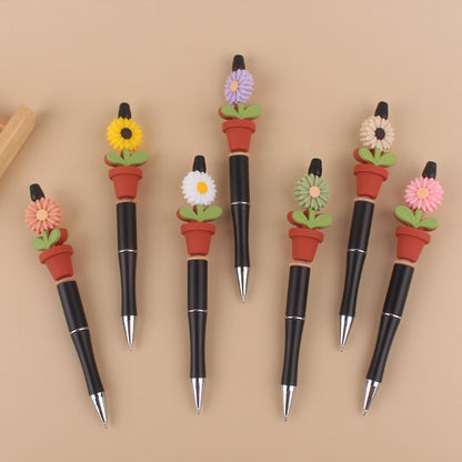 Silicone Beaded Sunflower Potted Wooden Beads Plastic
