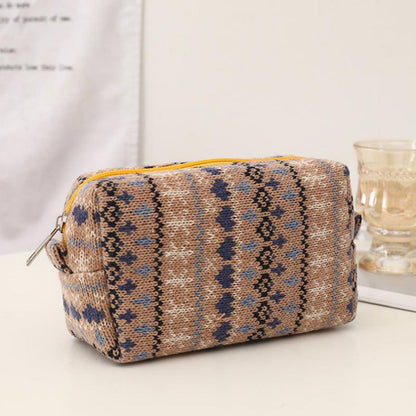 New Year Christmas Red Knitted Wool Pencil Bag