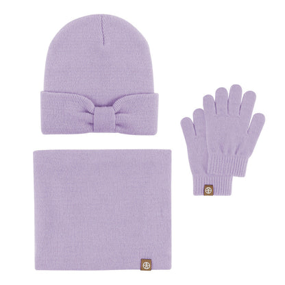 Wholesale Children's Hat Bow Baby Hat Scarf Gloves Set