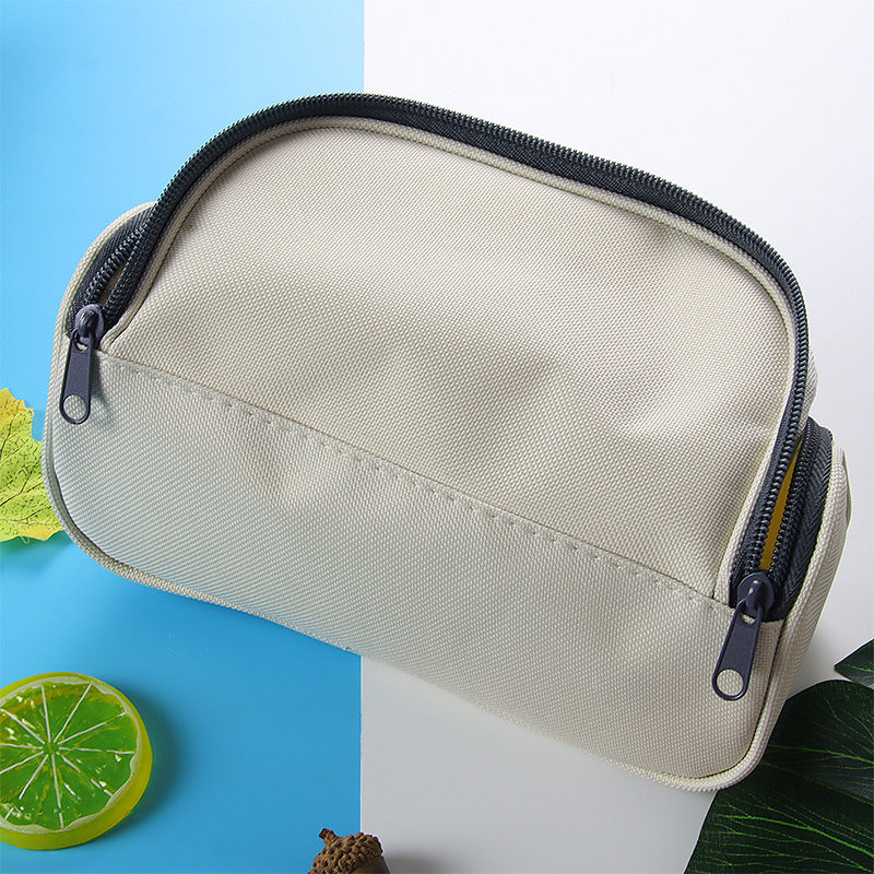 Large Capacity Double Zipper Oxford Cloth Pencil Case