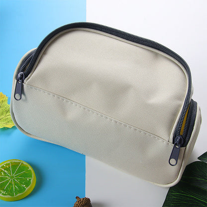 Large Capacity Double Zipper Oxford Cloth Pencil Case