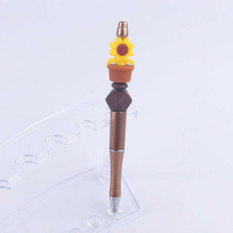 Handmade Bead Pen Sunflower Silicone Ballpoint Pen
