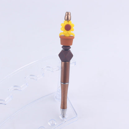 Handmade Bead Pen Sunflower Silicone Ballpoint Pen