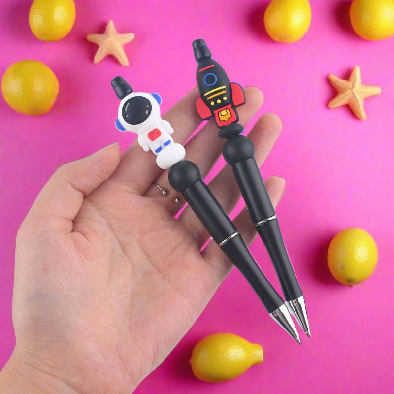 Handmade Bead Pen Cartoon Rocket Astronaut Silicone Ballpoint
