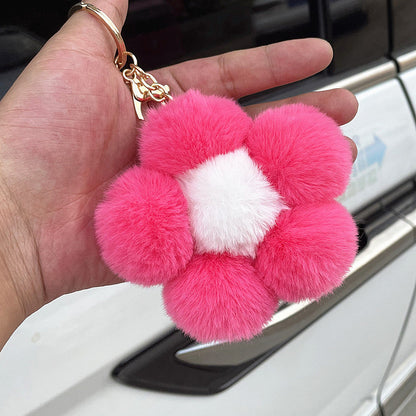 Hairball Flowers Cute Plush Keychain