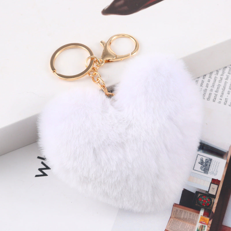 Plush Love Keychain Peach Heart Ball Keychain
