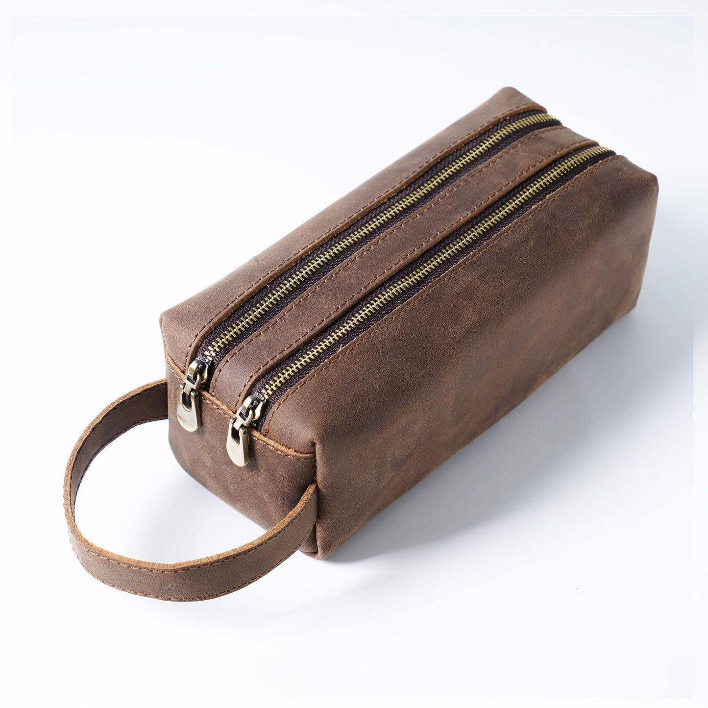 Leather Simple Large -capacity Creative Double -layer Zipper Bag