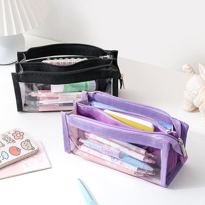 Oxford Cloth Double Layer Pencil Bag