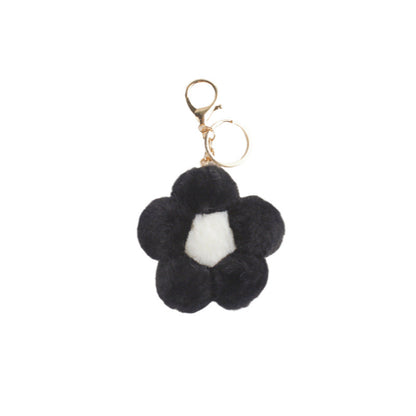 Plush Flower Ball Keychains