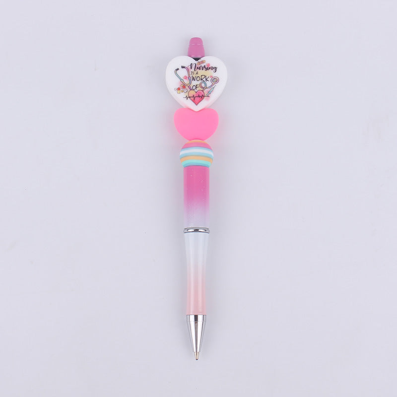 Cartoon Love Series Beadable Silicone Beaded Ballpoint Pen