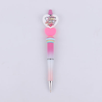 Cartoon Love Series Beadable Silicone Beaded Ballpoint Pen