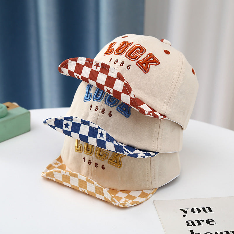 Toddler Embroidered Plaid Letters Visor Baseball Cap