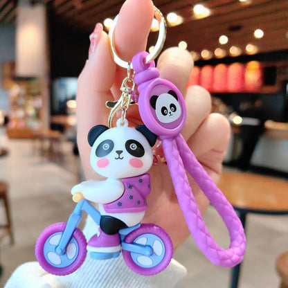 Cartoon Cycling Panda PVC Keychain Cute Keychain