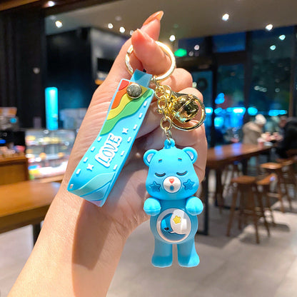 Cartoon Cute Love Bear Keychains Silicone Creative Keychain
