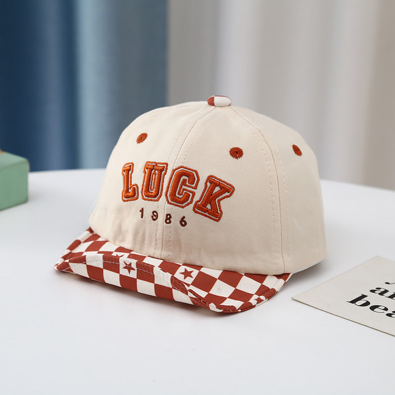 Toddler Embroidered Plaid Letters Visor Baseball Cap