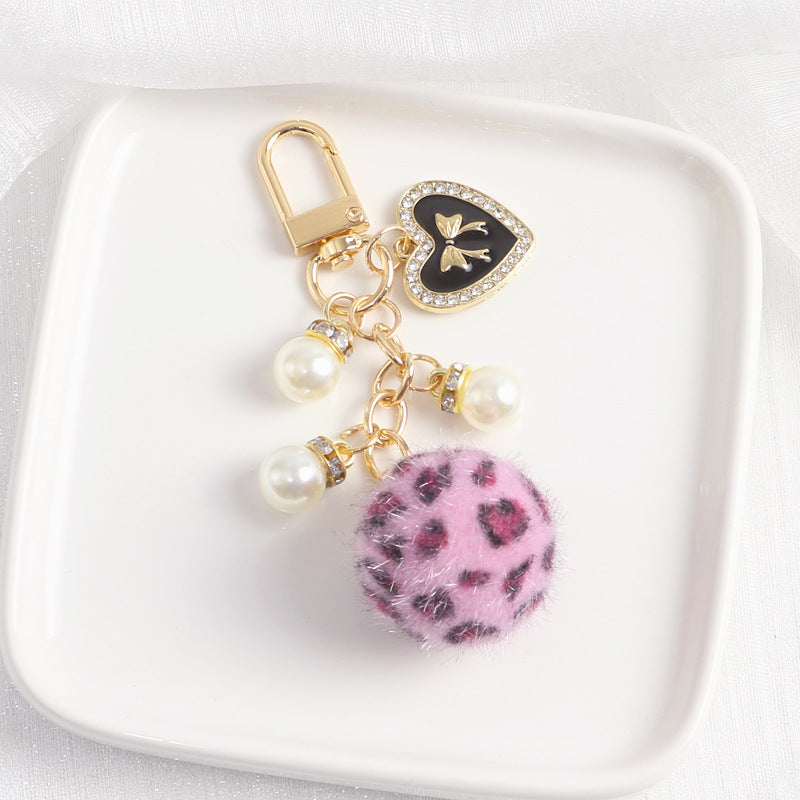 Leopard Fur Ball Keychain