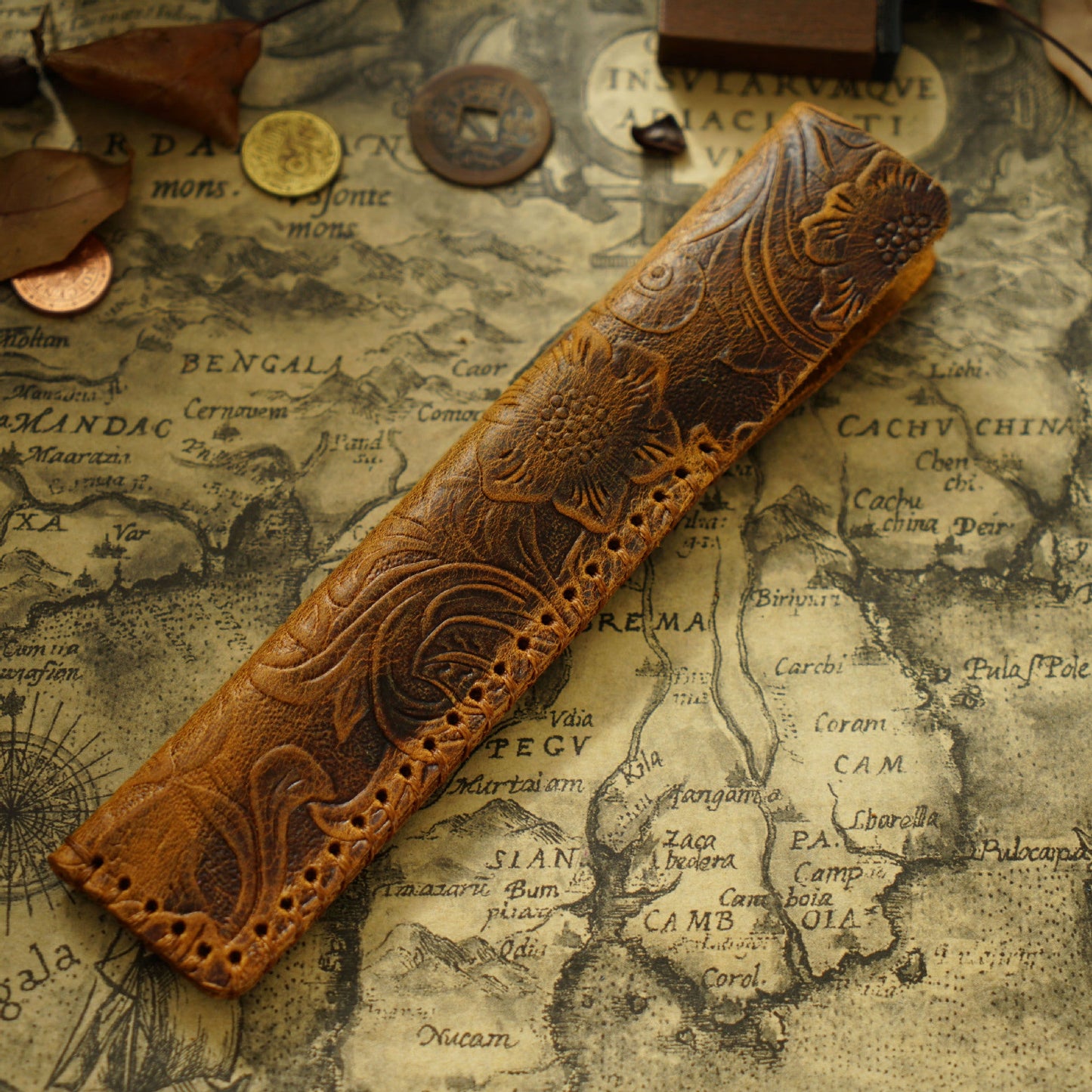 Retro Pure Handmade Head Layer Cowhide Creative Pen Bag