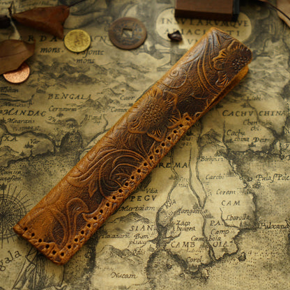 Retro Pure Handmade Head Layer Cowhide Creative Pen Bag