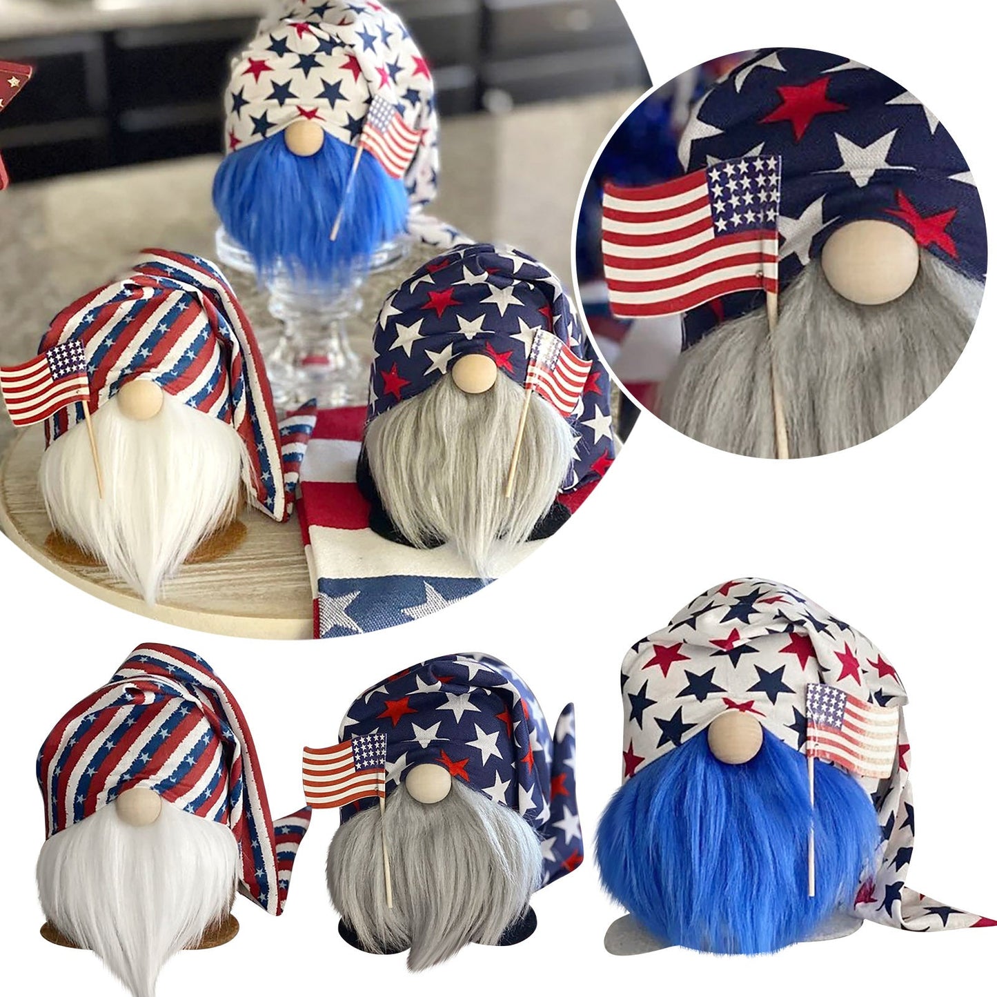 Fabric Independence Day Striped Five Star Faceless Doll