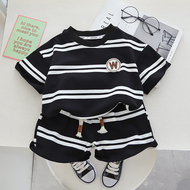 Boys Summer Casual Short Sleeved Shorts Cotton Set