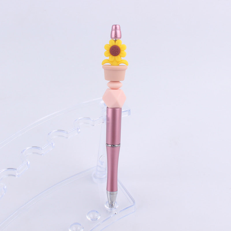 Handmade Bead Pen Sunflower Silicone Ballpoint Pen