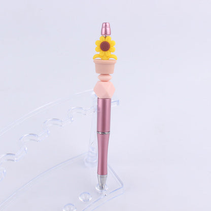 Handmade Bead Pen Sunflower Silicone Ballpoint Pen