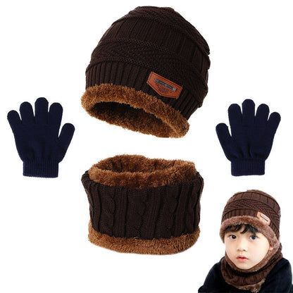 Wholesale of New Plush Necklaces Factory, Warm Children's Acrylic Hats, Scarves, and Gloves, 3-piece Set