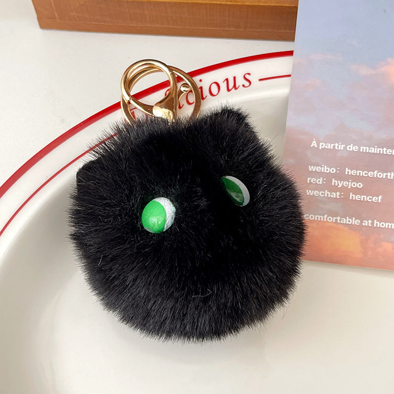 Cute Plush Powder Blusher Cat Alloy Keychains