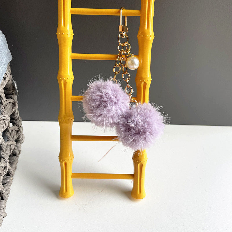 Cute Pearl Candy Plush Ball Bags, Keychain Pendants