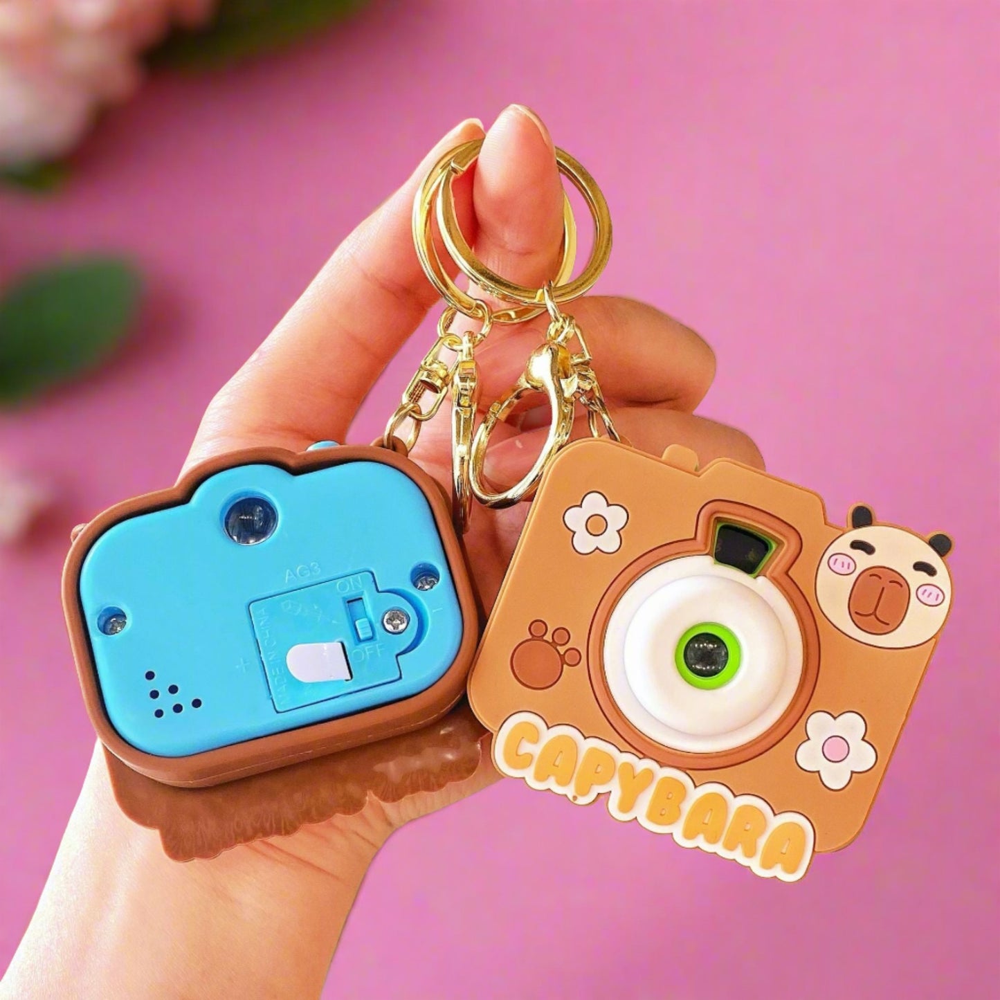 Creative Small Capybara Luminous Silicone Camera Keychain