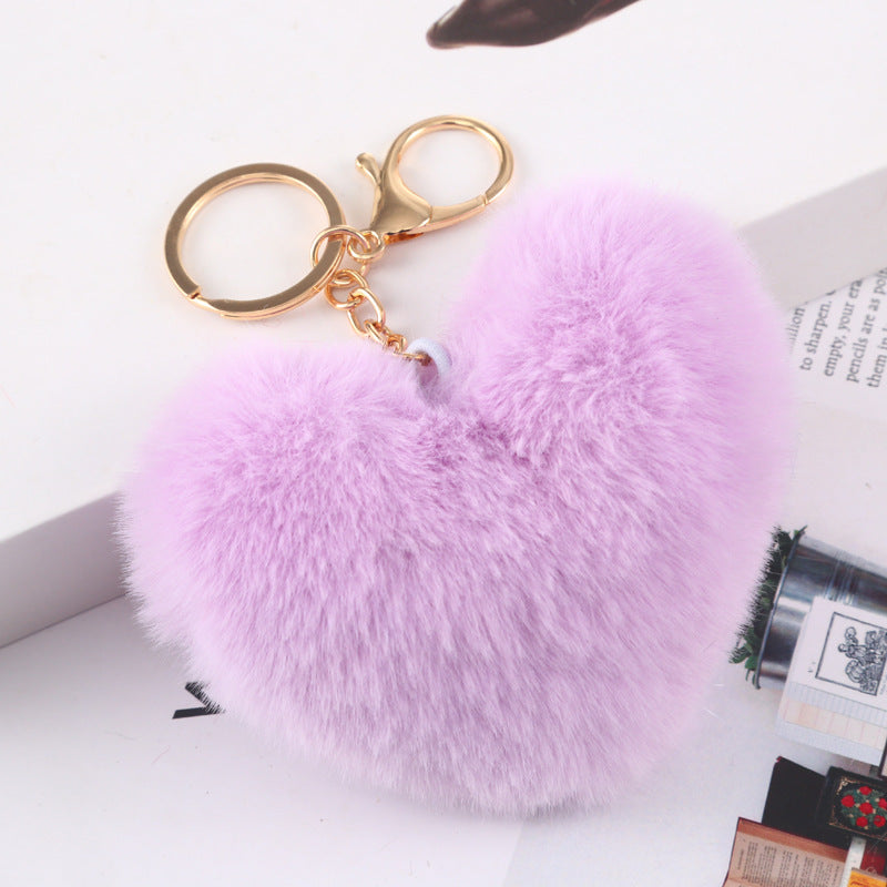 Plush Love Keychain Peach Heart Ball Keychain