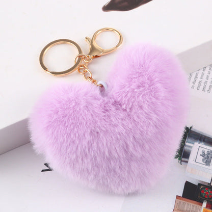 Plush Love Keychain Peach Heart Ball Keychain