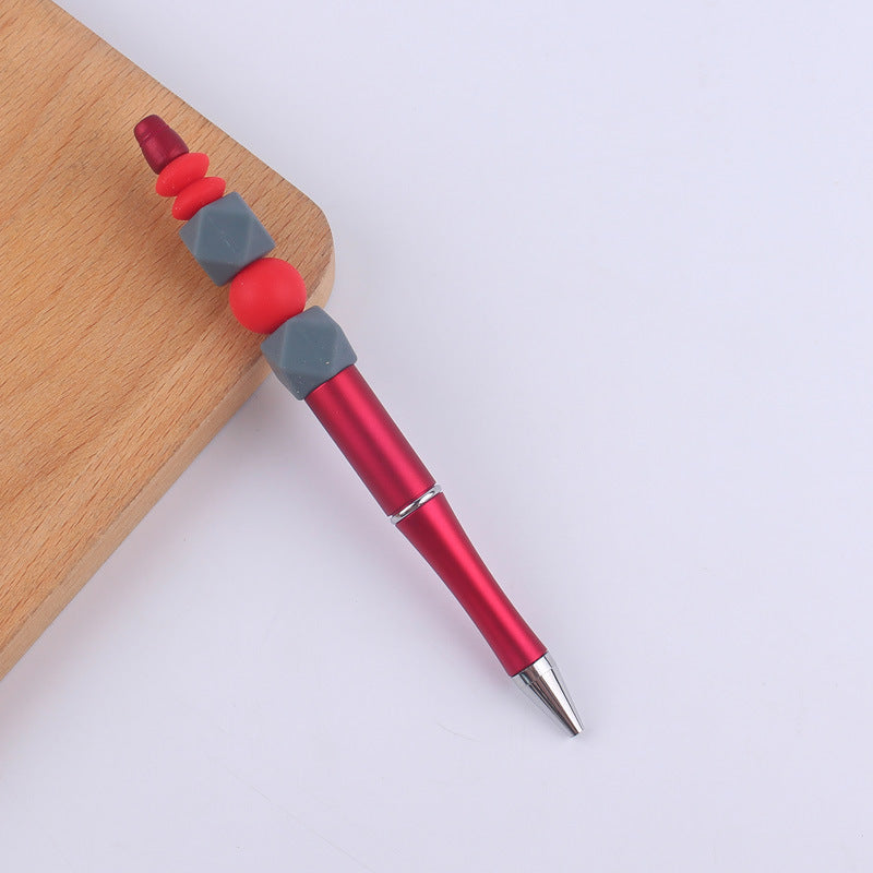 Beadable Pens Handmade Colorful Silicone Beaded Ballpoint Pen