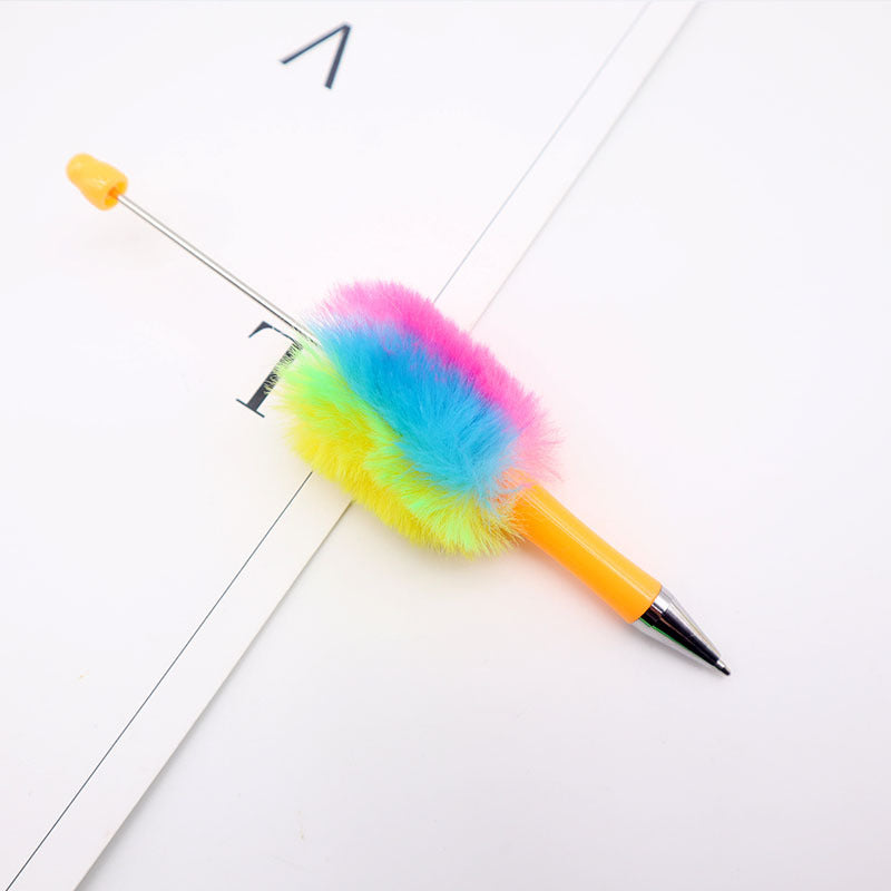 Colorful Beadable Pen Plush Pom Pom Beadable Pen